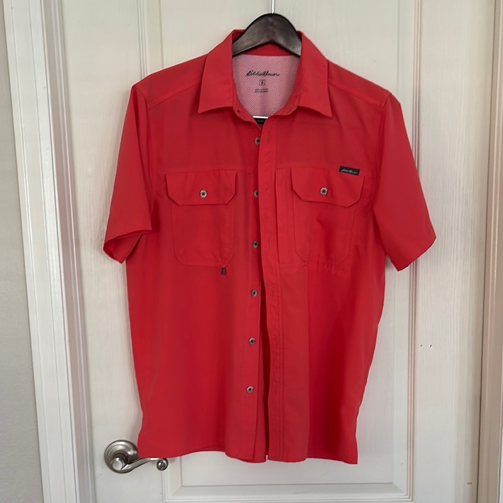 Eddie Bauer Men's Red Short Sleeve Shirt